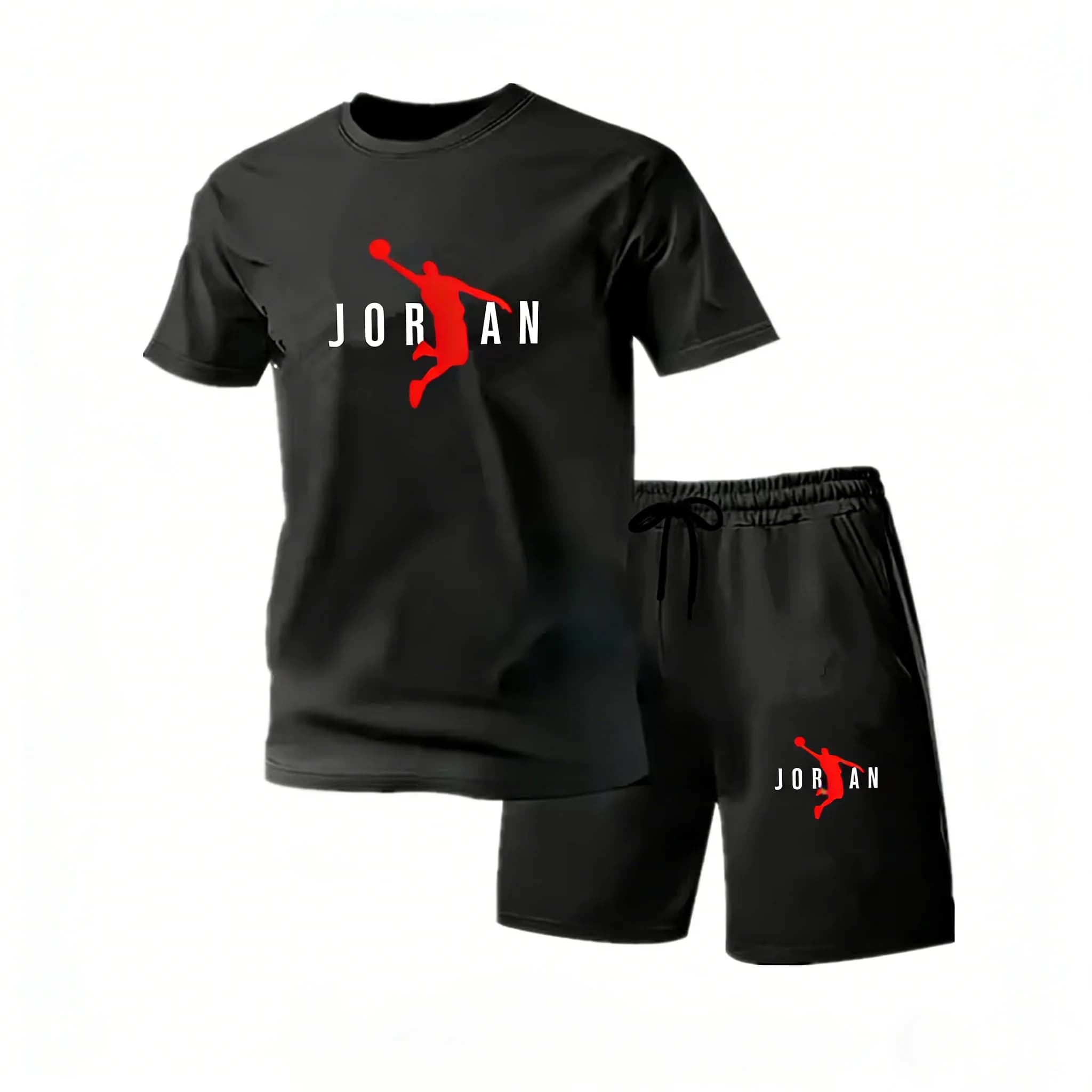 Completo sportivo estivo alla moda, casual, due pezzi, t-shirt a maniche corte + pantaloncini da uomo, ad asciugatura rapida