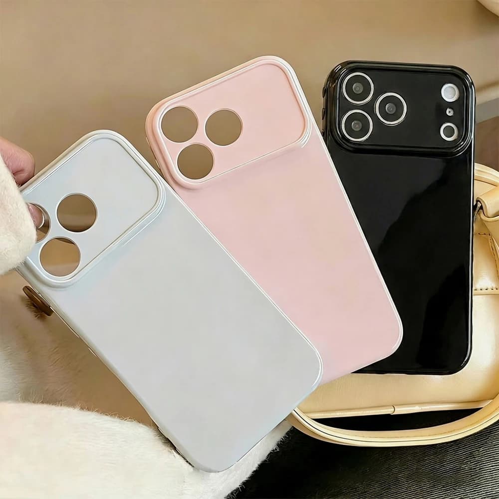 Simple Solid Color Glossy Phone Case For iPhone 17 Pro Max 16 13 11 15 Pro Max 12 14 Pro Soft Silicone Shockproof Cover Fundas