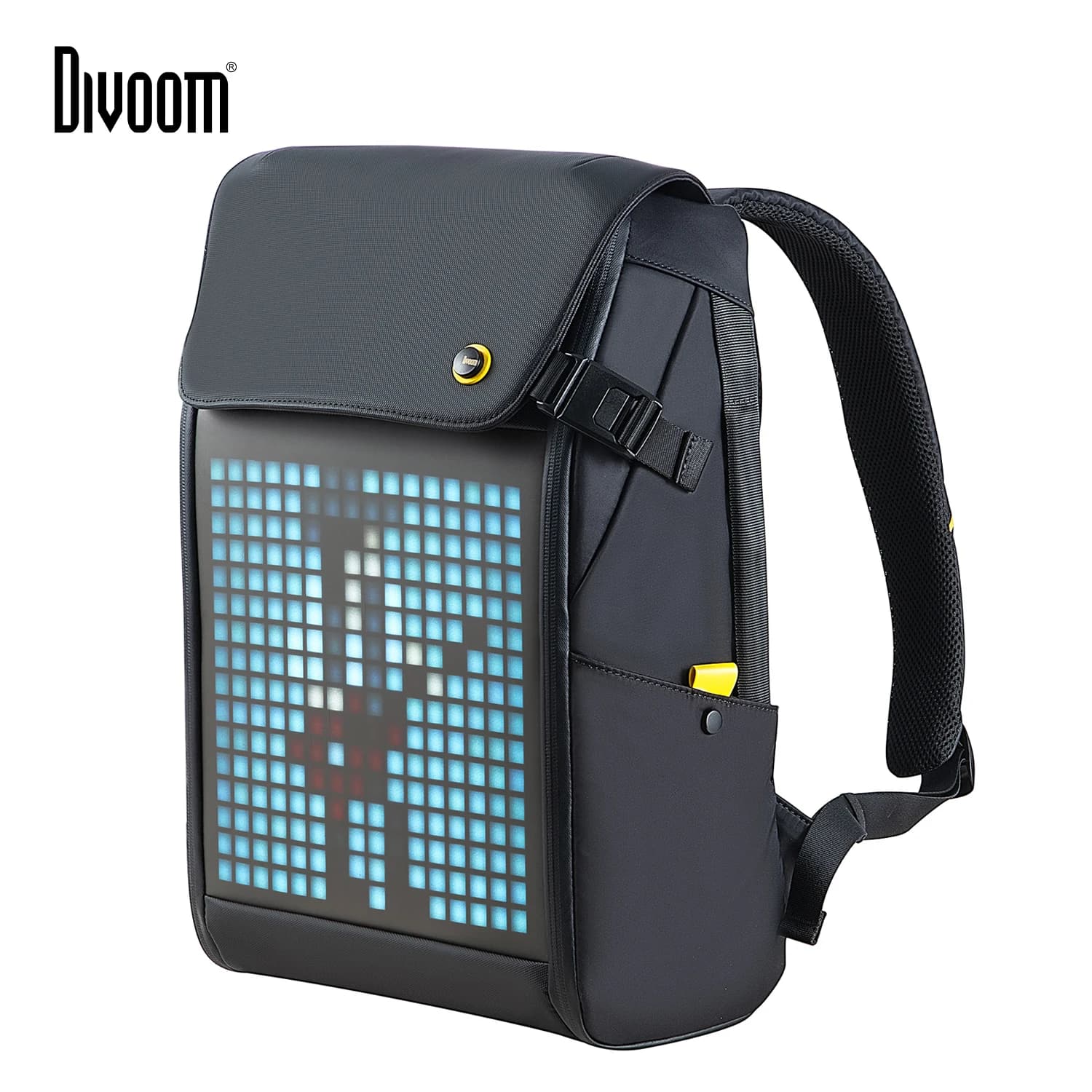 DIVOOM Pixoo M zaino da uomo zaino da scuola impermeabile da 15 pollici borsa per Laptop da donna daypack con schermo da viaggio a LED RGB 16x16 nero