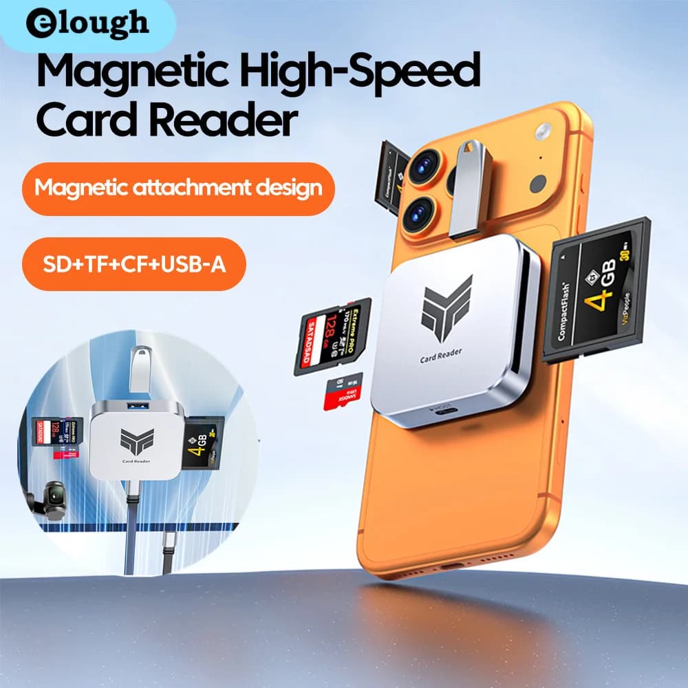 4 in 1 Magnetic Card Reader Micro TF SD CF card Reader with Type C Cabo High Speed Cardreader U Disk Memory card For PC Laptop