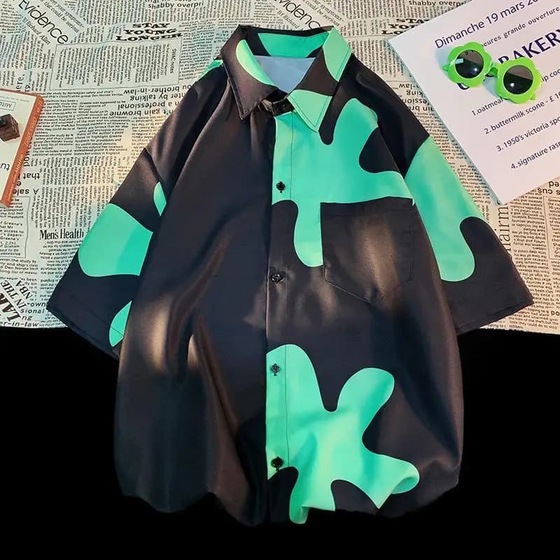 Travel Set for Men, Printed Beach Shorts and Top Sleeves Court, Fresh and Drying Fast, Water-repellent, Summer