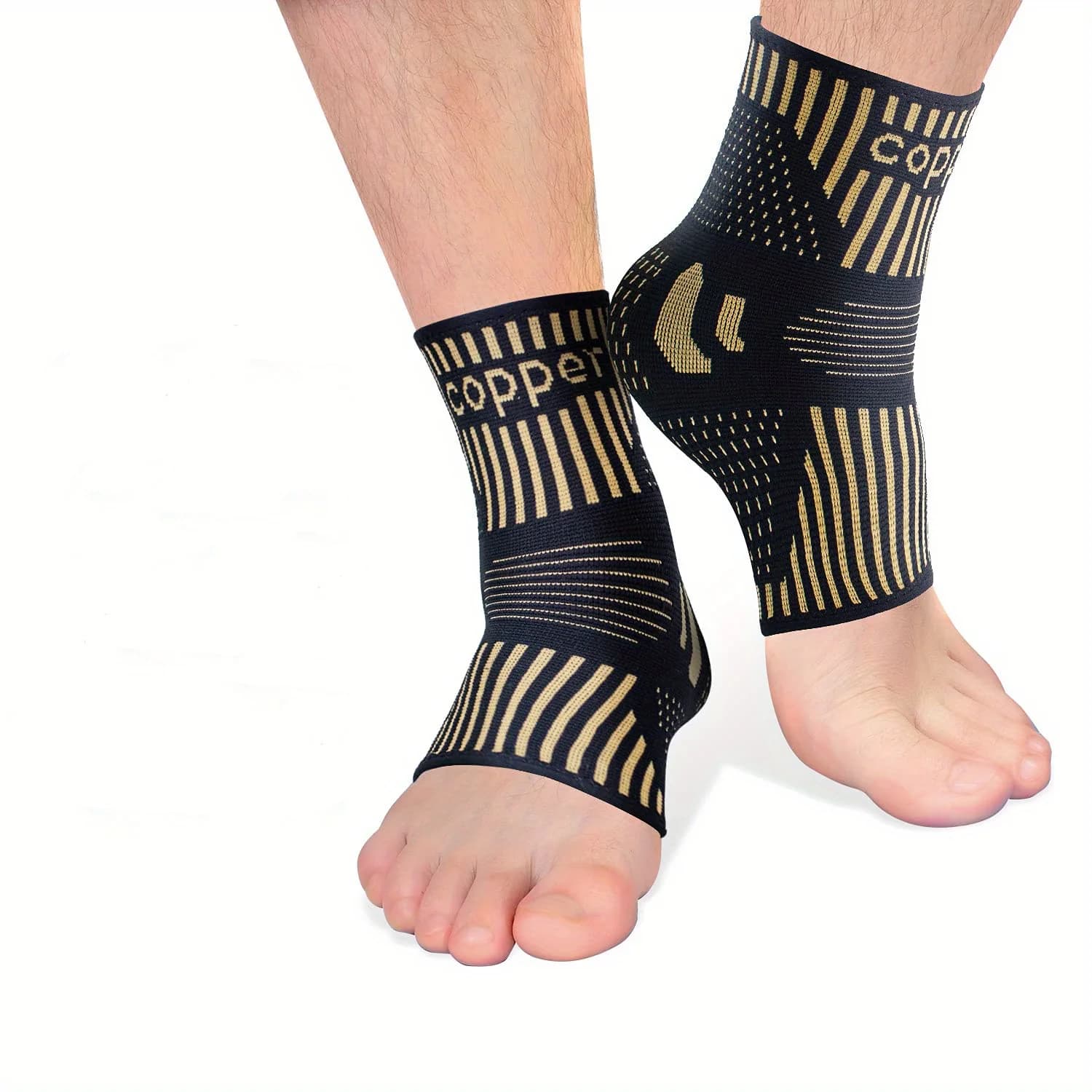 1 paio di caviglie con infusione di rame, supporto per il piede, maniche di compressione per uomo e donna, stabilizzatore per caviglia per fascite distorsione