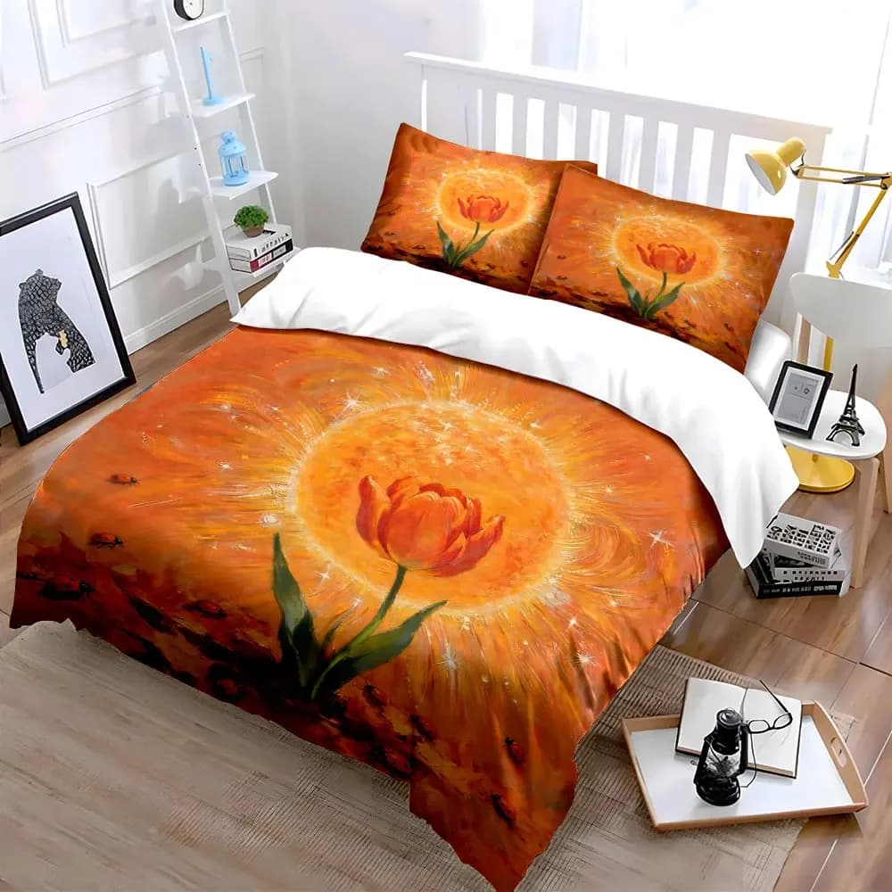 "Floral Sunburst Art Set" Soft Comfortable Duvet Cover Bedding Set Included 1*Duvet Cover & 2*Pillowcases, gift