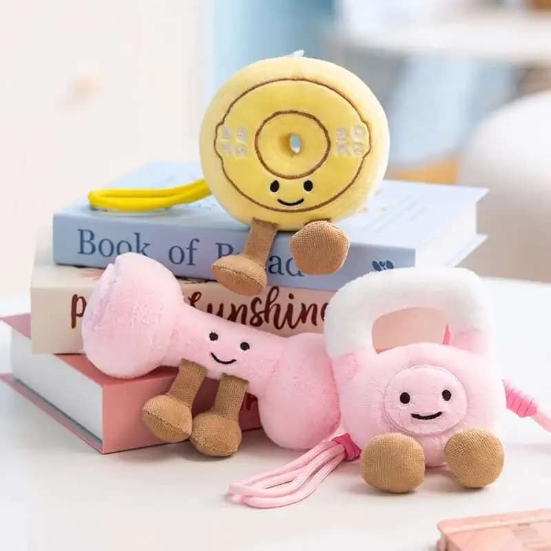 Simulazione Kettlebell Manubri Peluche Attrezzature per il fitness Bambola di pezza Borsa Kawaii Ciondolo Regali di Natale di compleanno per bambini