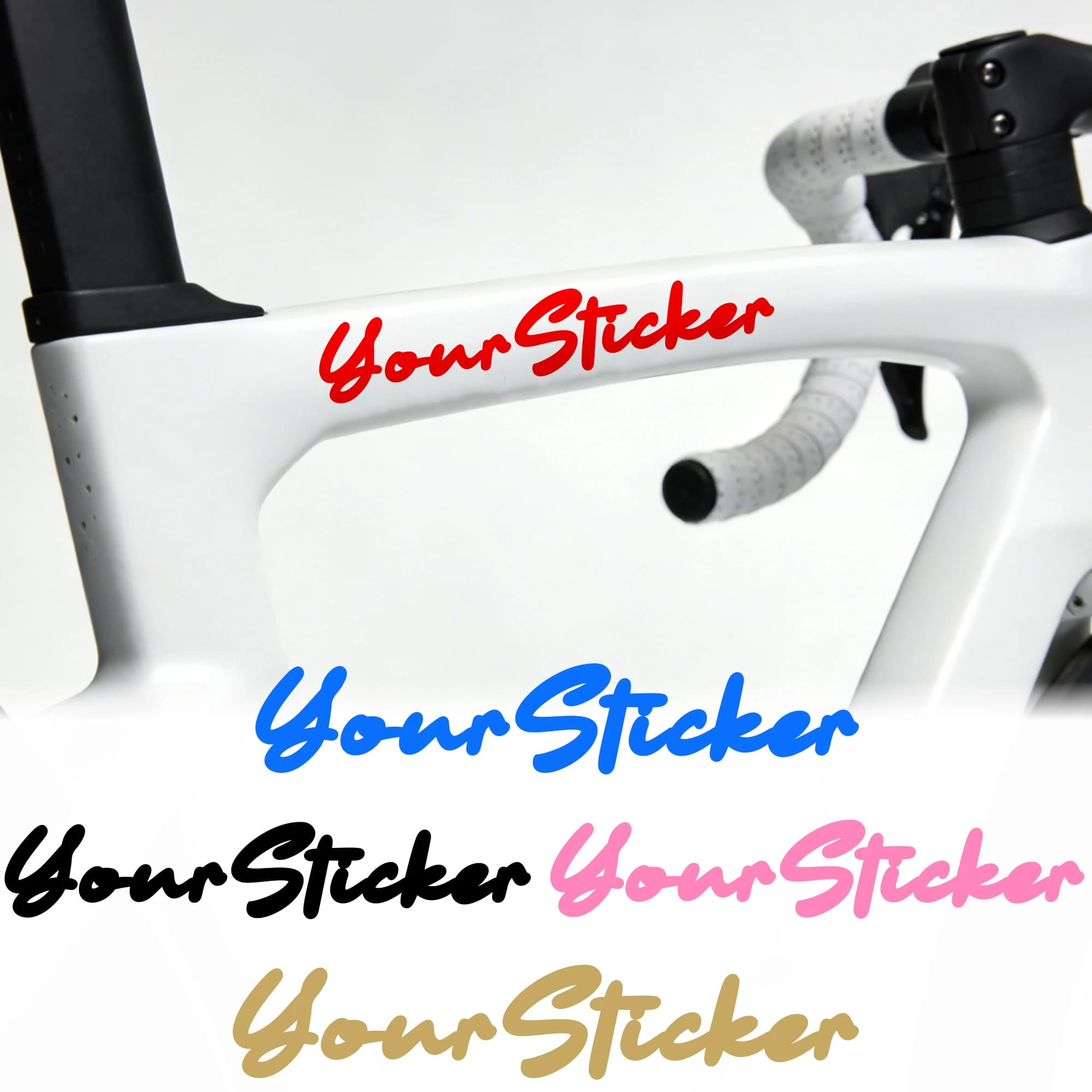 Custom waterproof vinyl stickers for bicycle frame, handwritten style, DIY, for motorcycle helmet and MTB upper tube (1 piece)