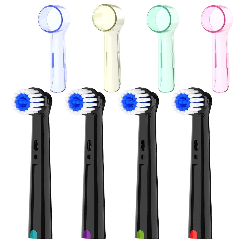 4 packs of soft spare heads and 4 packs of dust protection covers for brush heads, compatible with Oral B electric toothbrush