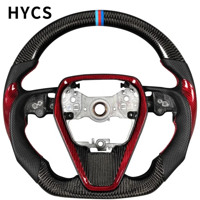Volante in Fibra di Carbonio JDM Racing Rivestito in Pelle per Toyota Reiz Crown Highlander Sienna Supra Senza Airbag
