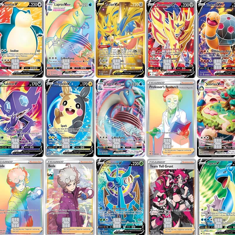 Laser Snorlax Card Sticker Ptcg Sword & Shield Lapras VMAX HR Professor's Research Zacian Zamazenta Patch Tags Paster Decals