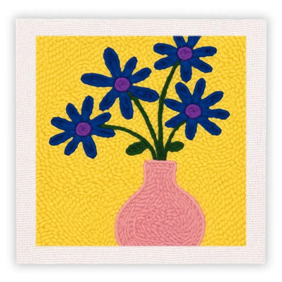 CHENISTORY Flower Punch Needle Frame Interior Artwork Flower Punch Needle Kit Patterns Crafts Art Kits For Adults