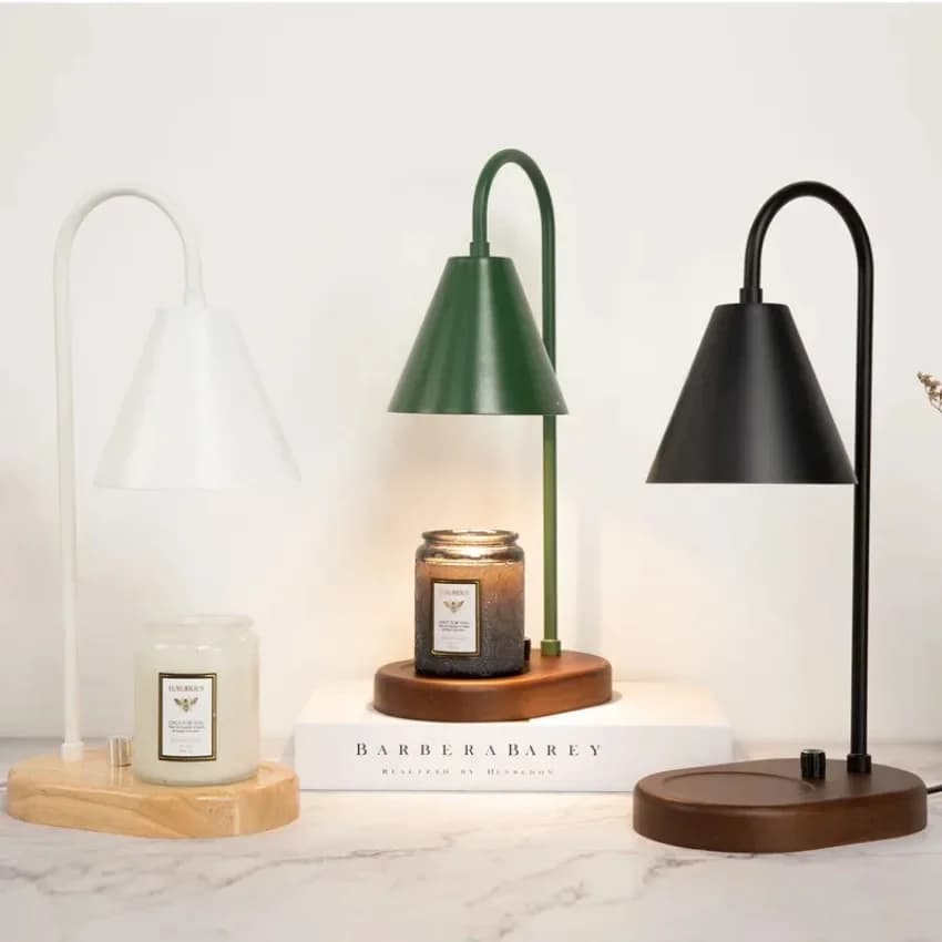 Lampada scaldacandele elettrica con dimmer Luce di fusione della cera Tavolo creativo per aromaterapia Base in legno Decorazione da comodino Regali 110 V / 230 V