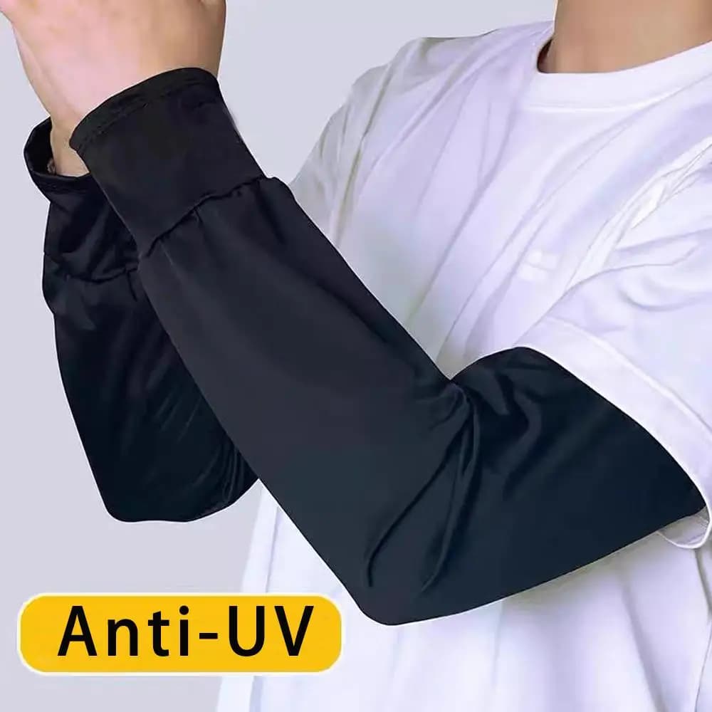 1 Paio di Manicotti in Seta Ghiaccio Traspiranti Anti-Scivolo con Protezione Solare, Taglia Grande, per Guida e Protezione dai Raggi UV, Scaldabraccia
