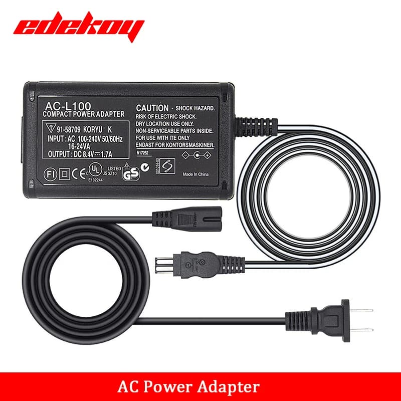 AC-L100C Adattatore di Alimentazione per Fotocamere Sony AC-L10A L10B L15, Compatibile con NX100 AX2000 MC2500 HXR-NX3 CCD-TRV228 TRV615 PC104 MVC-FD200 HDR-FX7E