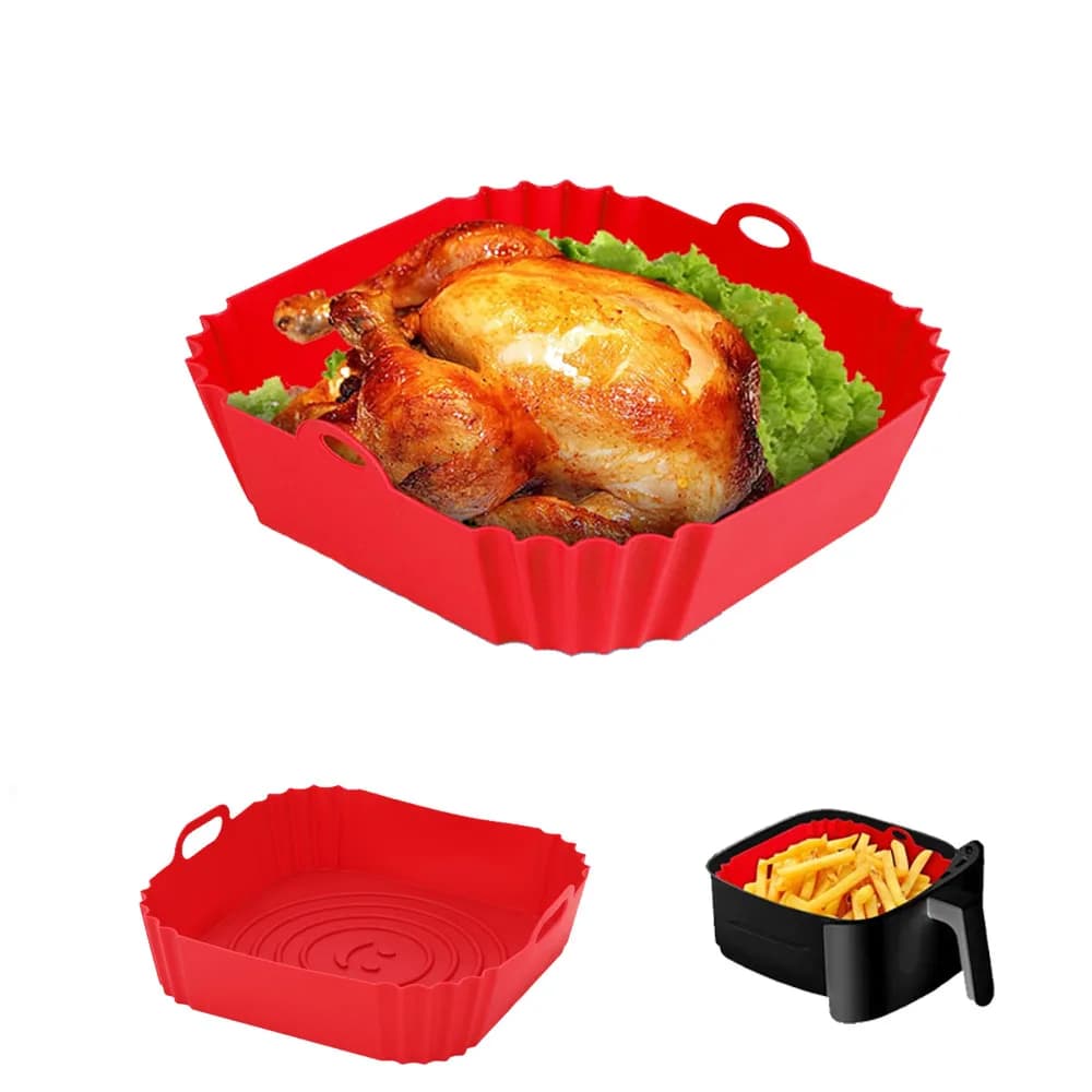 1 pcs air frying machine silicone non-stick airfryer basket reusable baking tray easy to clean pizza baking tray oven accessories