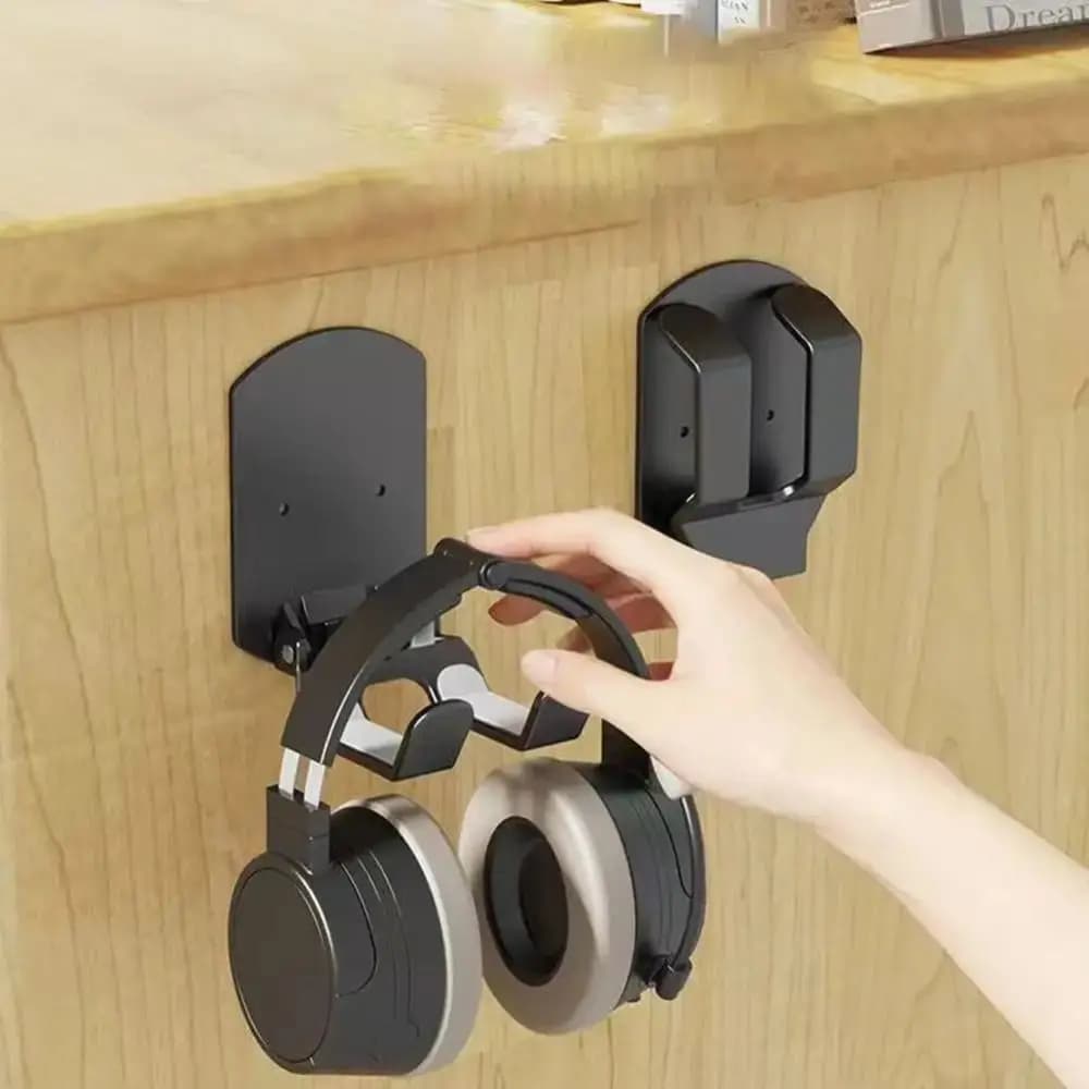 Supporto per Cuffie Pieghevole da Parete con Pad Antiscivolo in Silicone, Installazione Senza Fori, Appendiabiti Universale per Controller di Gioco, Salvaspazio