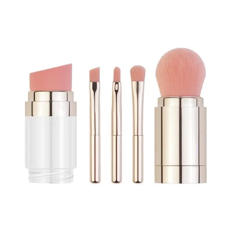 Set di pennelli per trucco portatile 5 in 1 Kit di pennelli per ombretto da viaggio Fondotinta in polvere Correttori Ombretti Applicatore Strumenti di bellezza