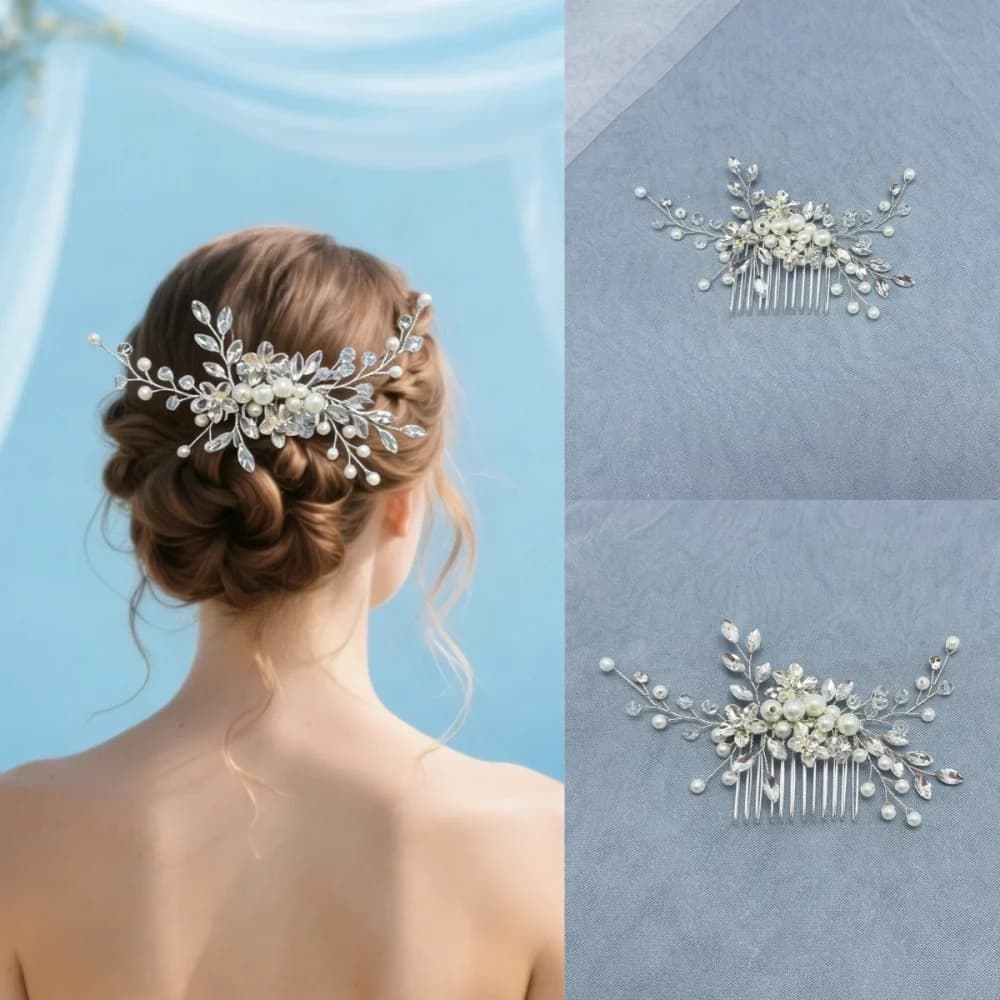Fascia per capelli artigianale con perle e fiori, fermaglio a petalo di cristallo, accessorio per capelli da sposa, gioiello per capelli, pettine per capelli, forcina