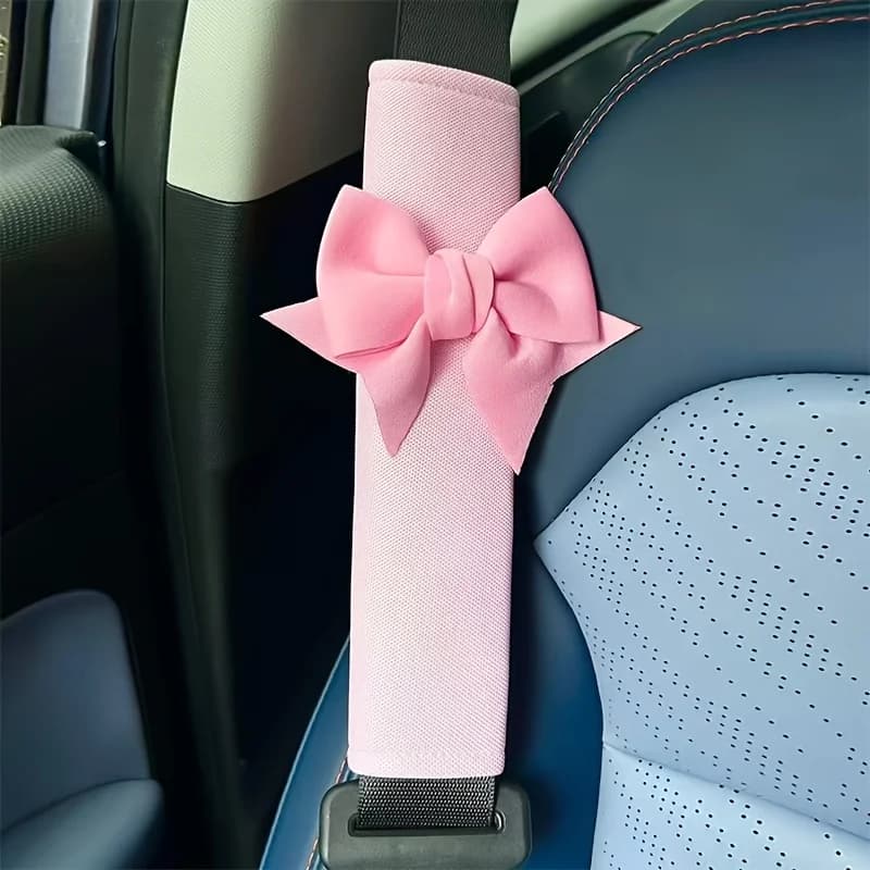Imbottiture per Cinture di Sicurezza Auto con Fiocco in Tinta Unita, Progettate per Prevenire Sfregamenti e Scivolamenti, Accessori Decorativi per Auto
