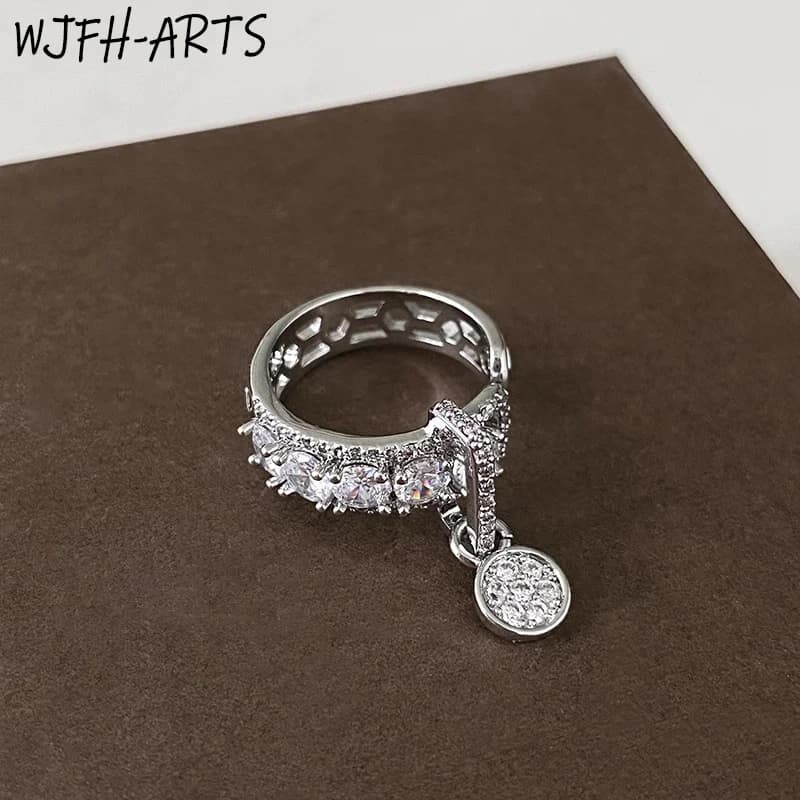 WJFH-ARTS Adjustable Ring with Small Multi-Zircone Pendant Lightweight for Women, Open Rings Creative and Elegant, Party Gifts