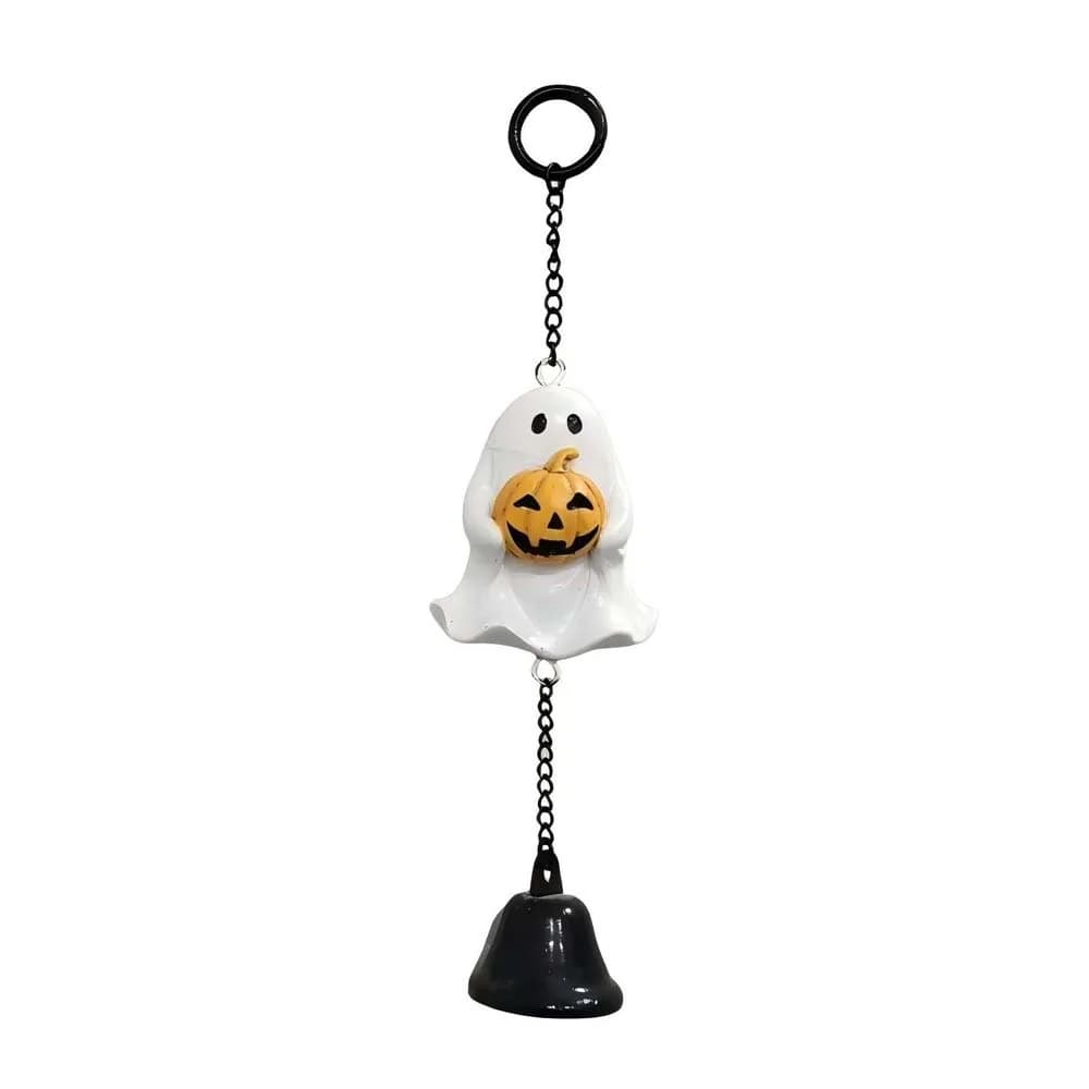 Weather Resistant Halloween Wind Chime Hand Painted Durable Resin Spooky Hanging Bell Vintage Finish Crisp Sound