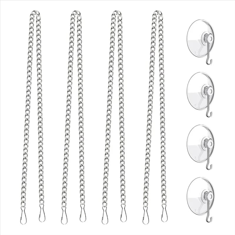 Catena per appendere finestre in vetro colorato con ganci a ventosa, 4 pezzi da 20 pollici, catena per appendere quadri, acchiappasole