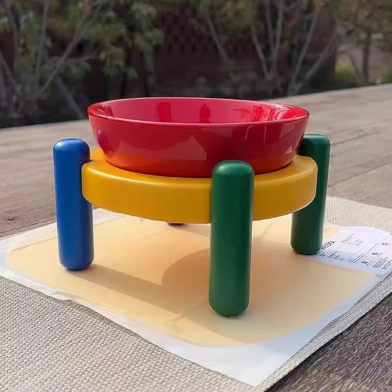 Set di Ciotole in Ceramica per Animali Domestici con Supporto Rialzato per Cibo e Acqua per Cani e Gatti