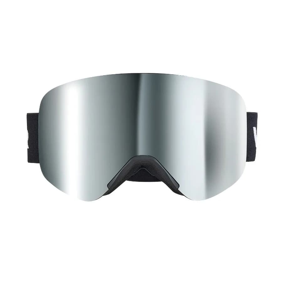 Occhiali da sci senza montatura, lente cilindrica magnetica con rivestimento Revo a specchio argento, occhiali da neve antiappannamento OTG per uomo donna, TPU