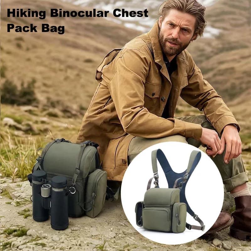 Marsupio con imbracatura binoculare: custodia Bino con tasca per telemetro per caccia, birdwatching ed escursionismo, borsa frontale impermeabile
