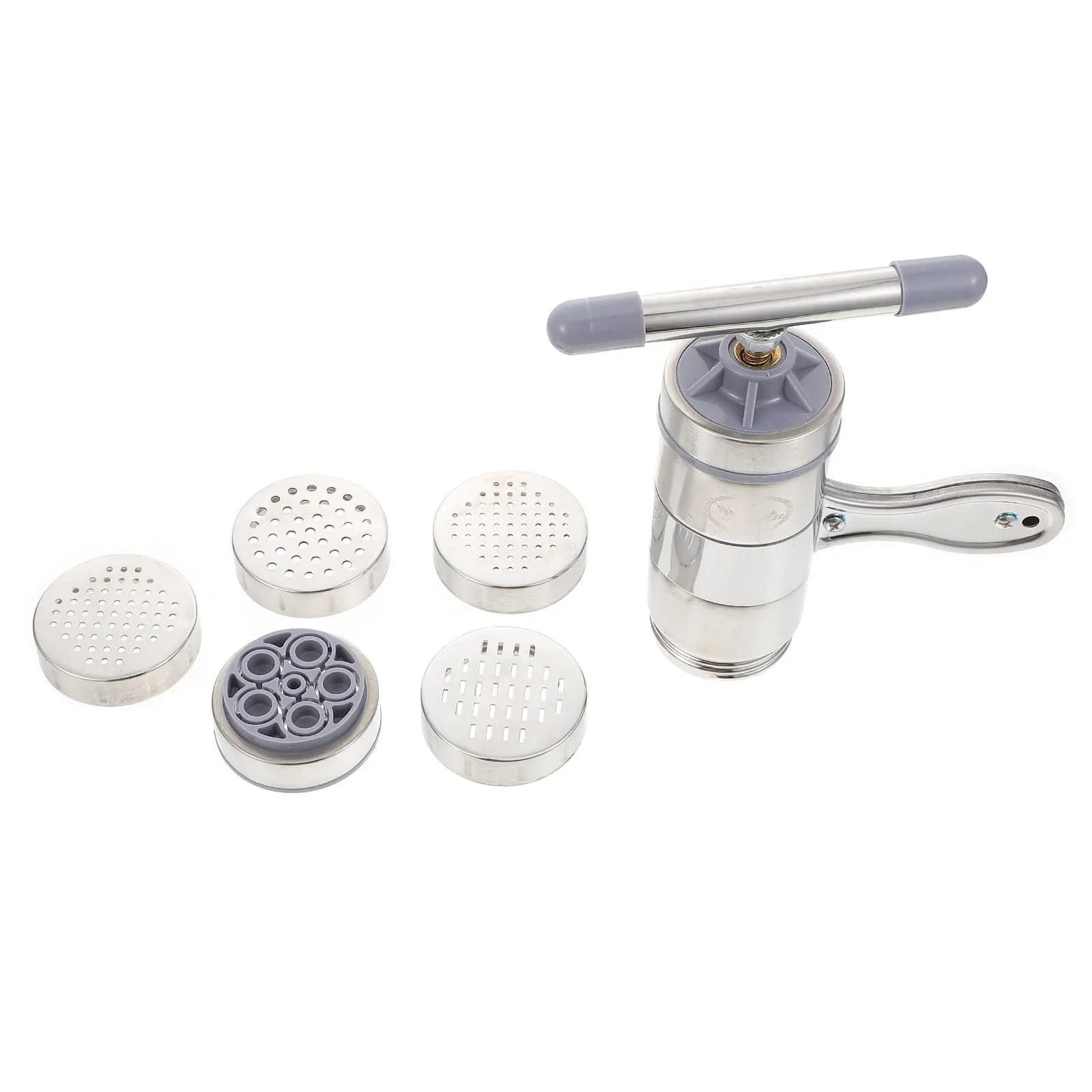 Macchina Manuale per Pasta in Acciaio Inox con 5 Stampi, Utensile da Cucina Portatile per Fare la Pasta in Casa, Design Salutare