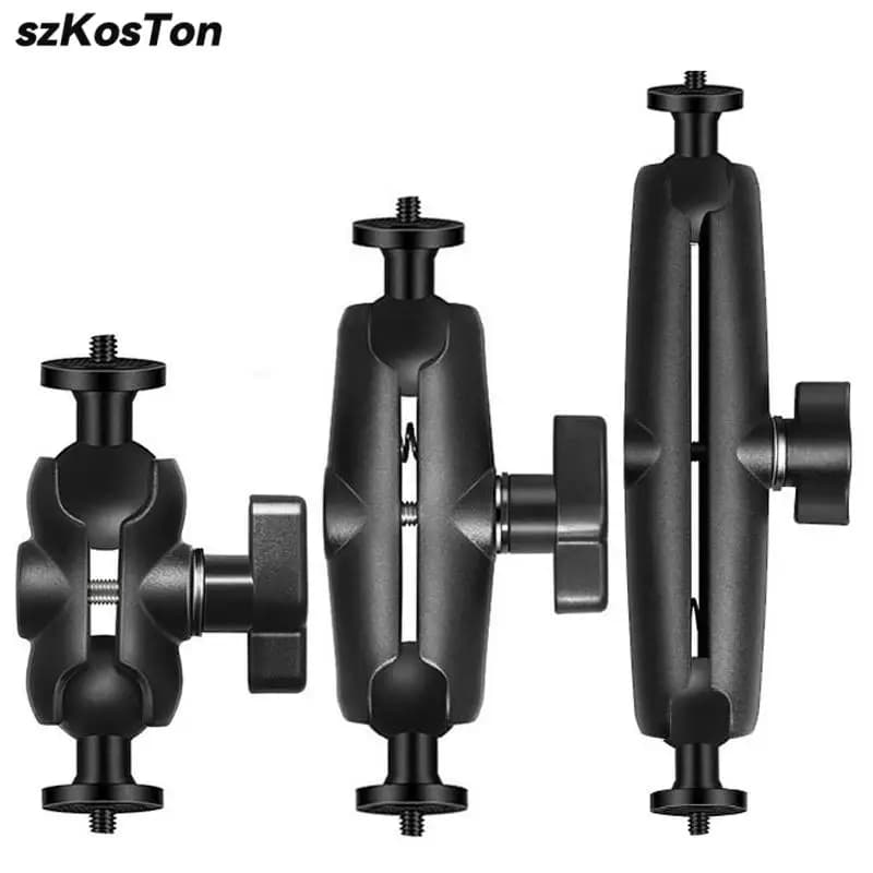 Braccio a doppia presa Braccio medio composito per supporti RAM Componenti a sfera da 1 '' Supporto per telefono per moto da bici con adattatore da 1/4''