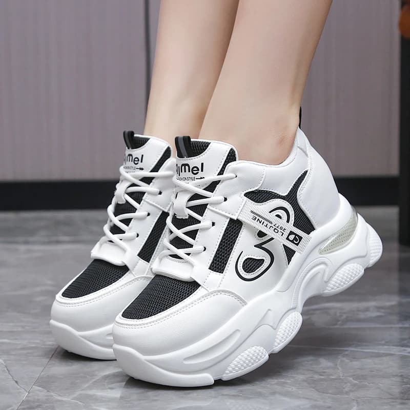 Scarpe da ginnastica casual con suola spessa goffe Scarpe da donna in mesh traspirante Scarpe con plateau fitness alla moda Scarpe da ginnastica da corsa per sport all'aria aperta