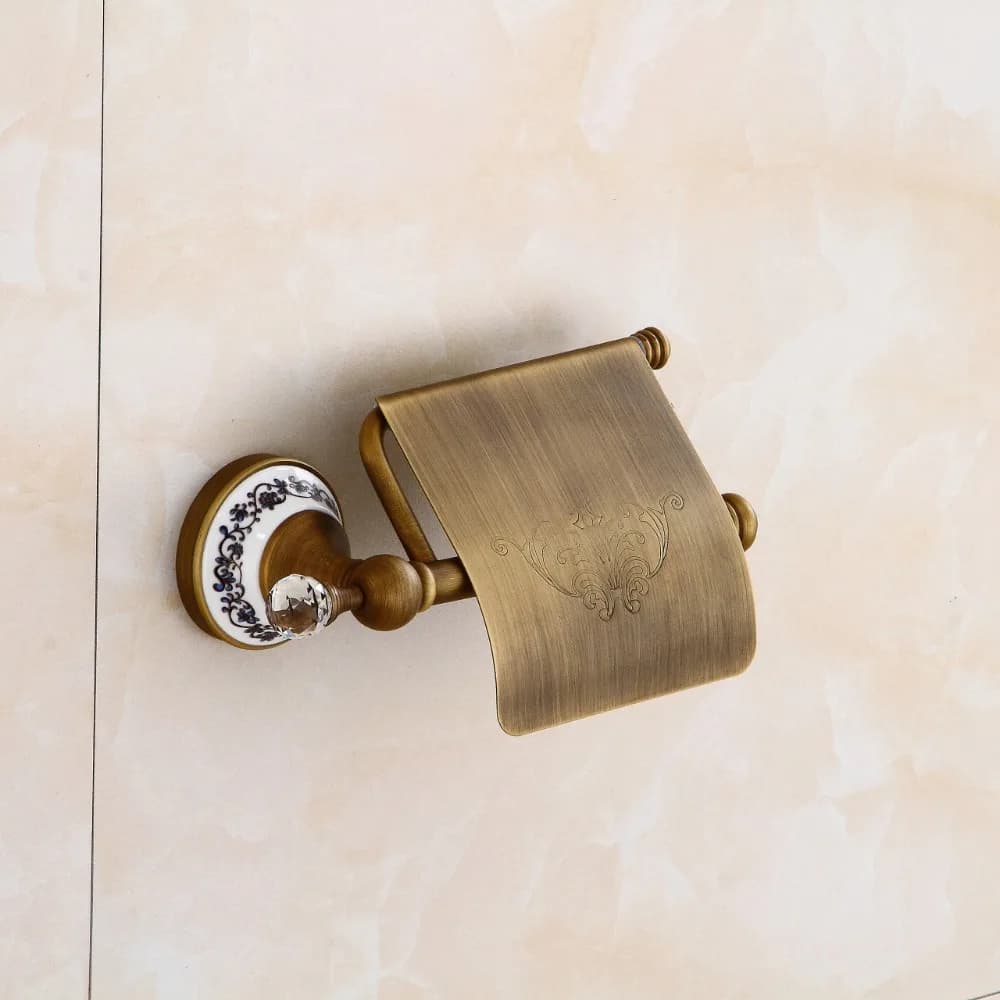 Portarotolo Portarotolo antico in ottone cristallo moda Accessori per il bagno Prodotto Portarotolo per carta igienica a parete