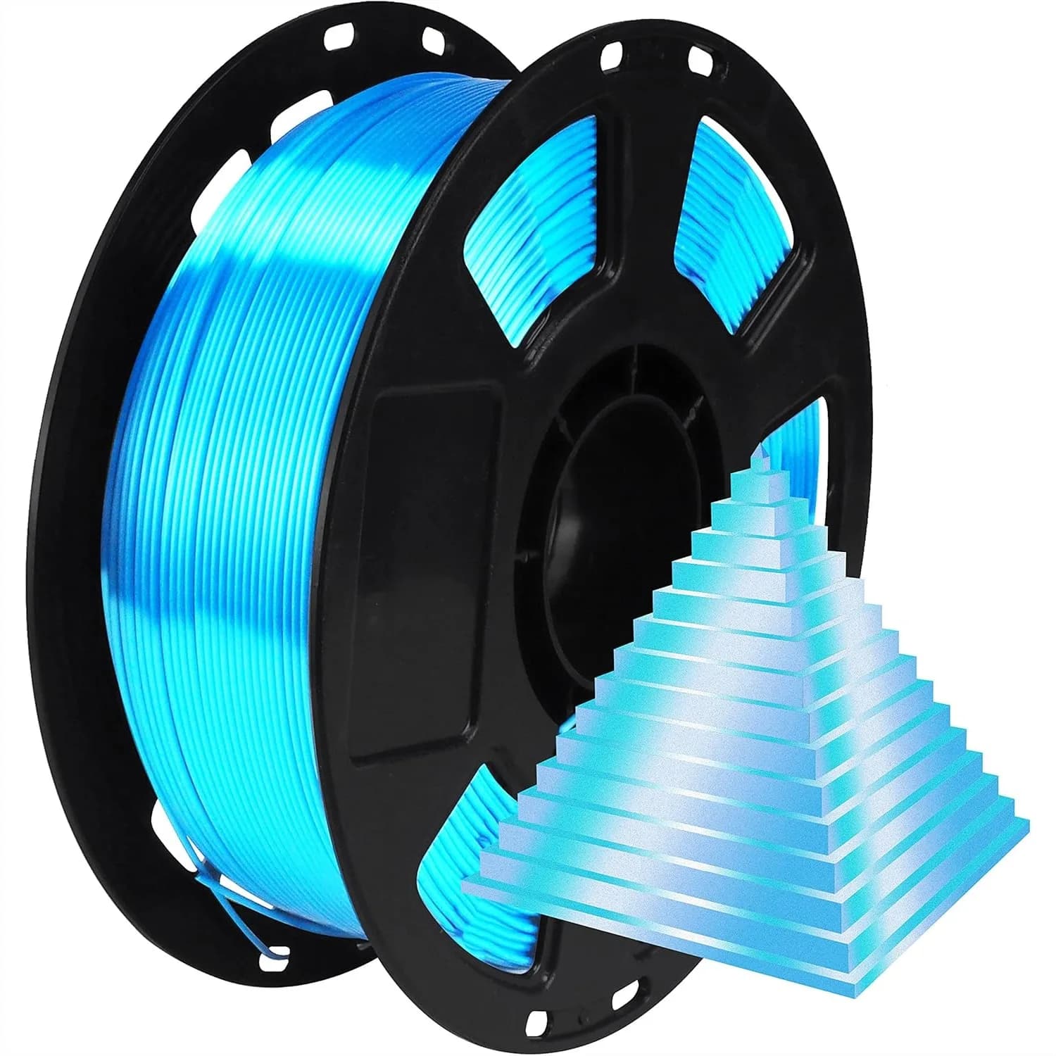 Filamento PLA Lucido Effetto Seta per Stampanti 3D, 1.75mm 1kg 2.2lbs, Blu Perlescente, Facile da Stampare per Stampanti FDM