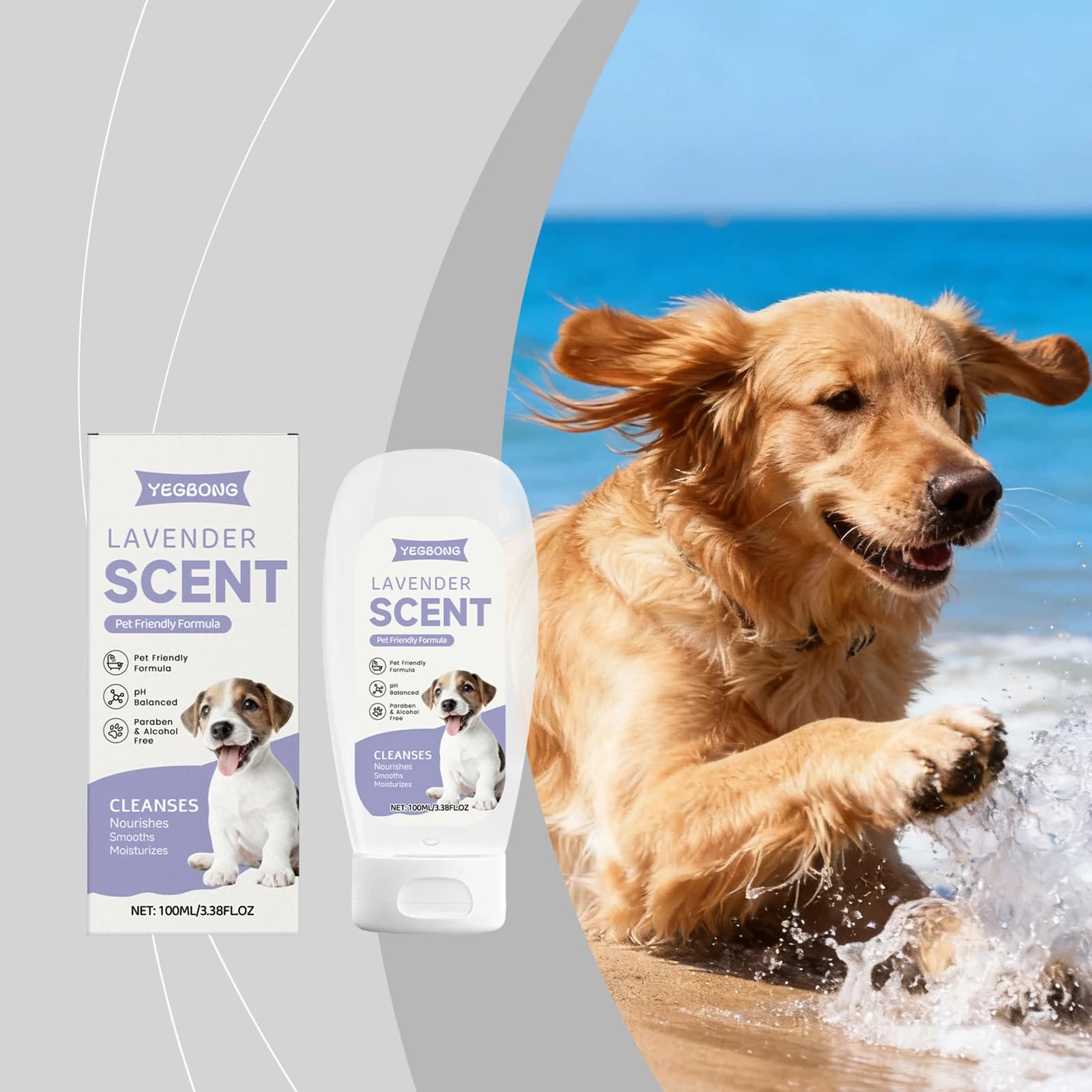 4 In1 Pet Body Wash Lavanda Profumata Shampoo Pulizia profonda Controllo degli odori Shampoo per cani Balsamo Districante Prodotti per toelettatura animali domestici