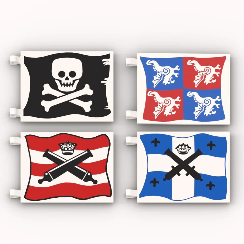 Set di blocchi da costruzione con bandiera pirata per bambini, 2525 pezzi, Jolly Roger con cannoni neri incrociati, mattoncini giocattolo MOC