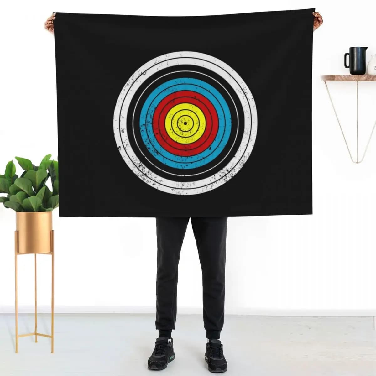 Coperta in flanella calda con motivo bersaglio da tiro con l'arco per divano, sedia, camera da letto