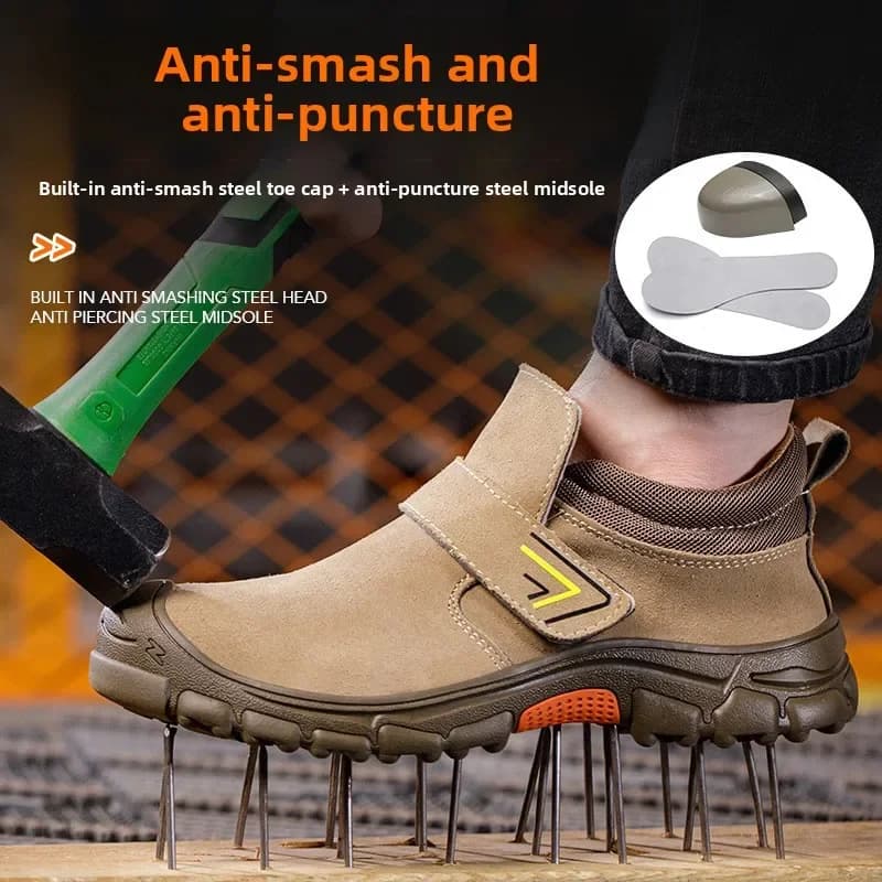 Scarpe Antinfortunistiche Durevoli per Saldatura Elettrica, Antiscottatura e Antiperforazione, in Pelle Bovina con Puntale in Acciaio e Suola Solida