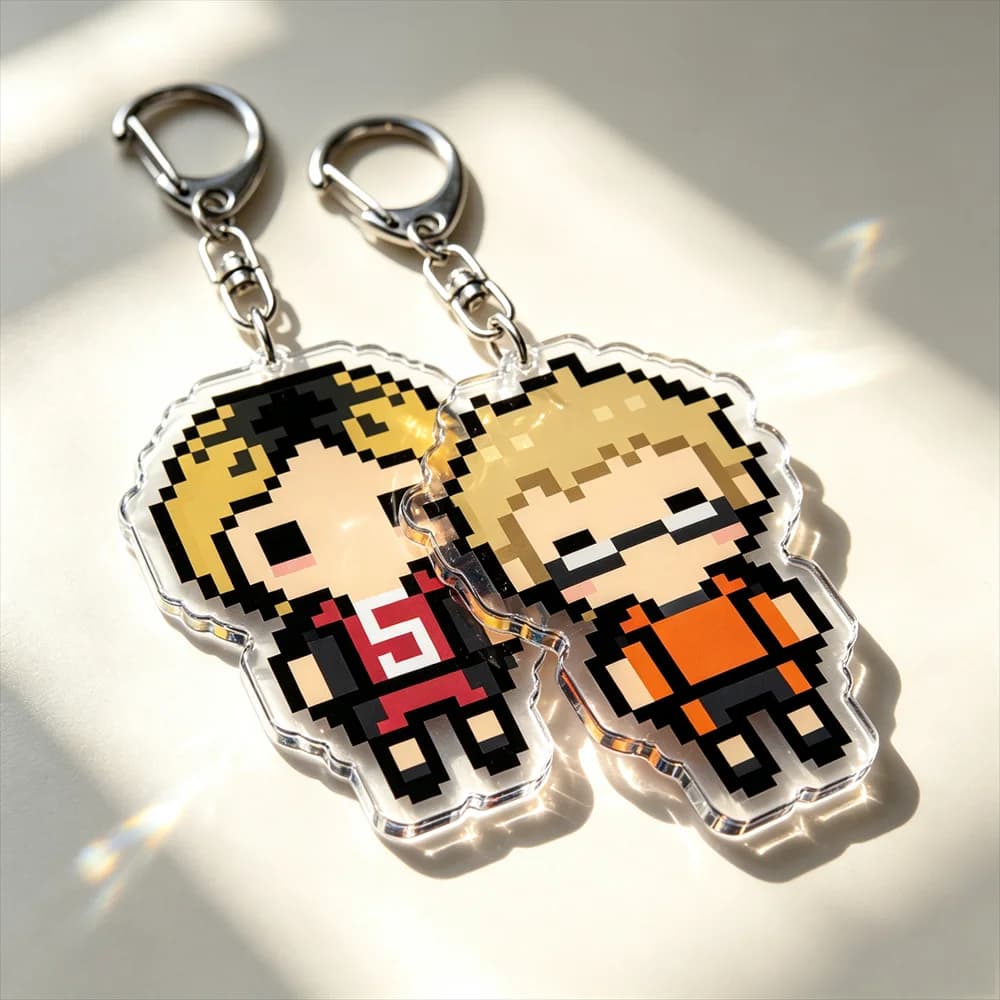 Volleyball Anime Manga Pixel Chibis Keychains Karasuno Hinata Bokuto Nekoma Shoyo Kageyama Keyrings Jewelry Fans Friends Gifts
