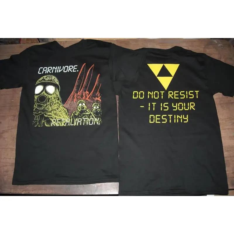 Camicia a 2 lati Retaliation Carnivore Band Nera Unisex S-5XL 1J0226