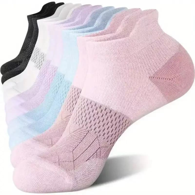 10 Pairs Women's Breathable Mesh Ankle Socks Multi-color Sport Socks Sweat-absorbing Running Socks for Gym & Daily