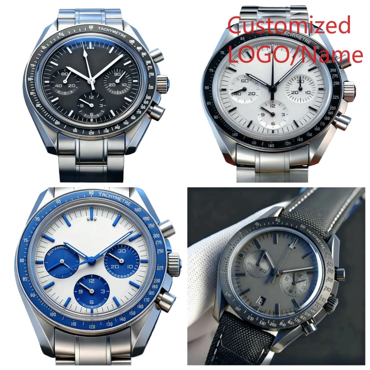 Orologio Personalizzato A989 da Uomo 42mm in Acciaio Inossidabile 904L con Movimento Meccanico Automatico e Ghiera in Ceramica Nera Blu