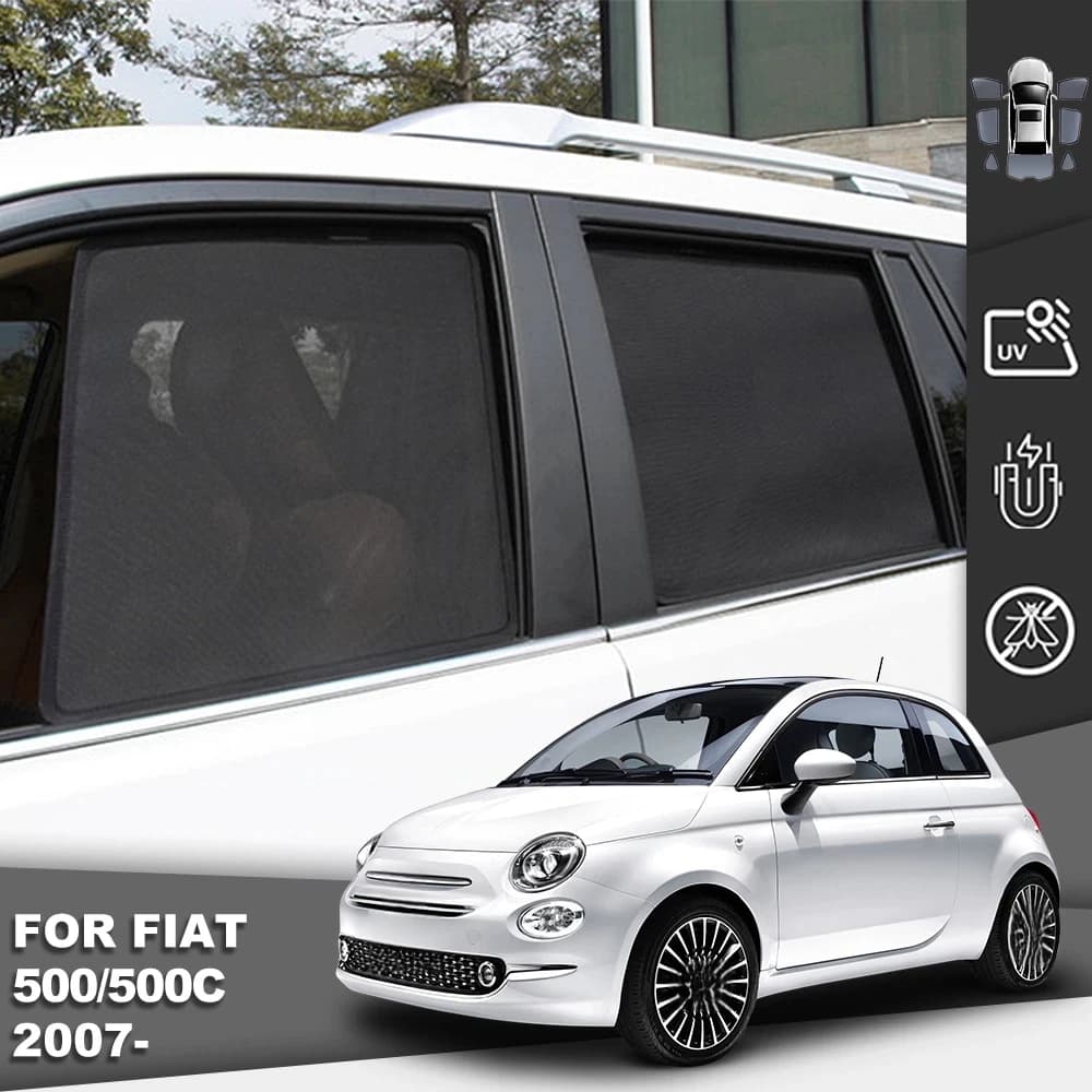 For Fiat 500 500c 500s 2007-2024 Magnetic Car SunShade Shield Front Windshield Curtain Rear Side Baby Window Sun shade Visor