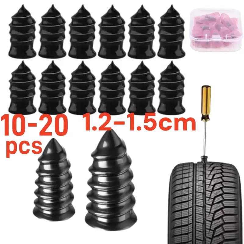Set di 20-10 Pezzi per Riparazione Pneumatici Auto, Kit Universale con Viti in Gomma per Riparazione Tubeless, Accessori per Moto e Camion