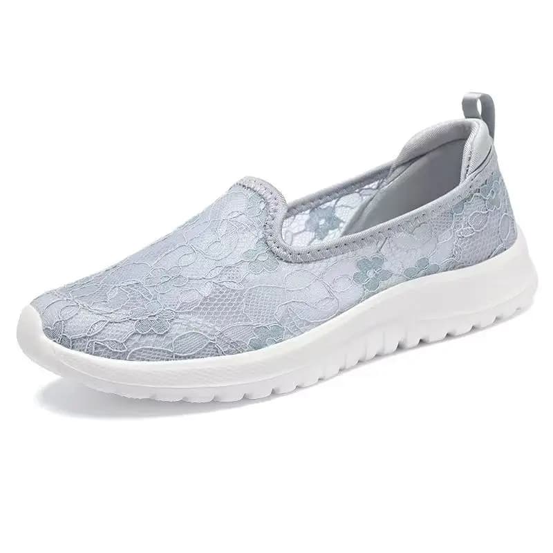 Scarpe estive da donna in rete, casual, leggere, traspiranti, con punta tonda, slip-on, suola piatta, sneakers casual, scarpe per anziani