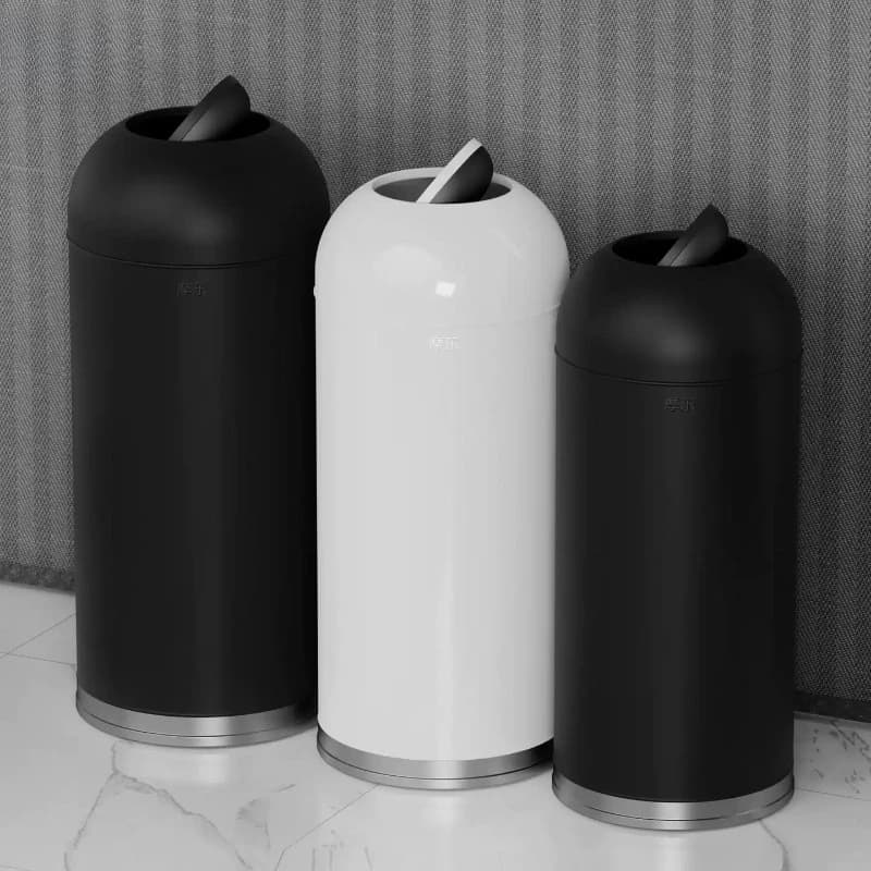 Cestino rotondo a forma di proiettile per caffetteria, grande pattumiera alta per hall, cestino industriale aperto, cestino in metallo per rifiuti