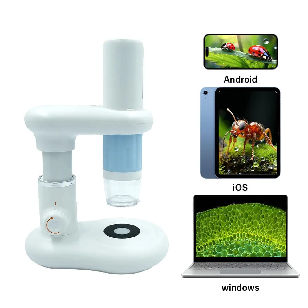 Nuovo microscopio digitale portatile con ingrandimento 50x - 1000x, ricarica wireless, compatibile con Android, iOS e PC, HD WIFI.
