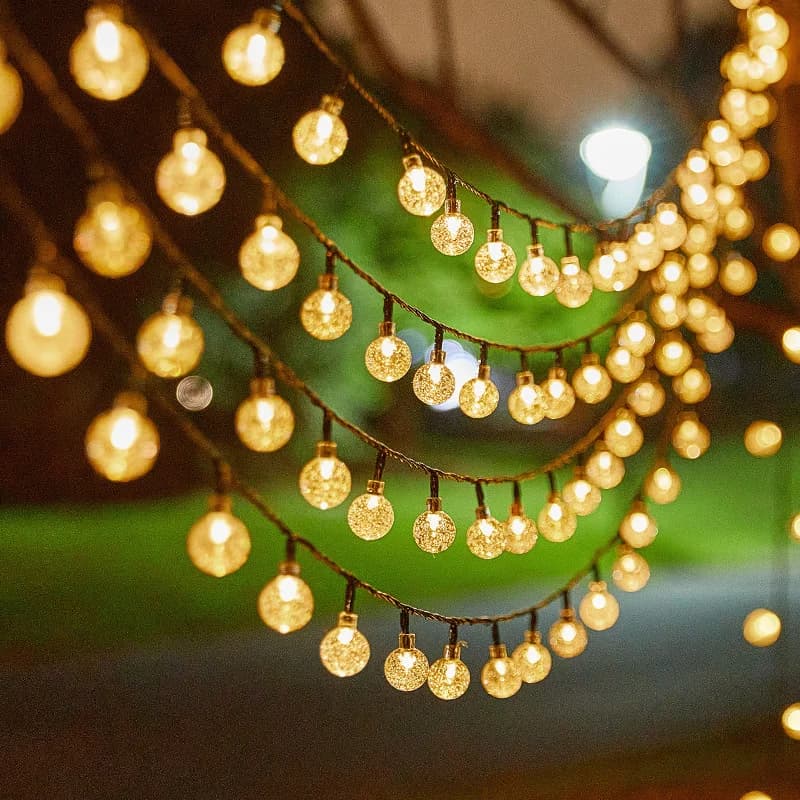 Luci a stringa a LED a batteria con palline per albero, decorazioni interne, matrimoni, casa, luci fatate, luci a stringa a LED con palline