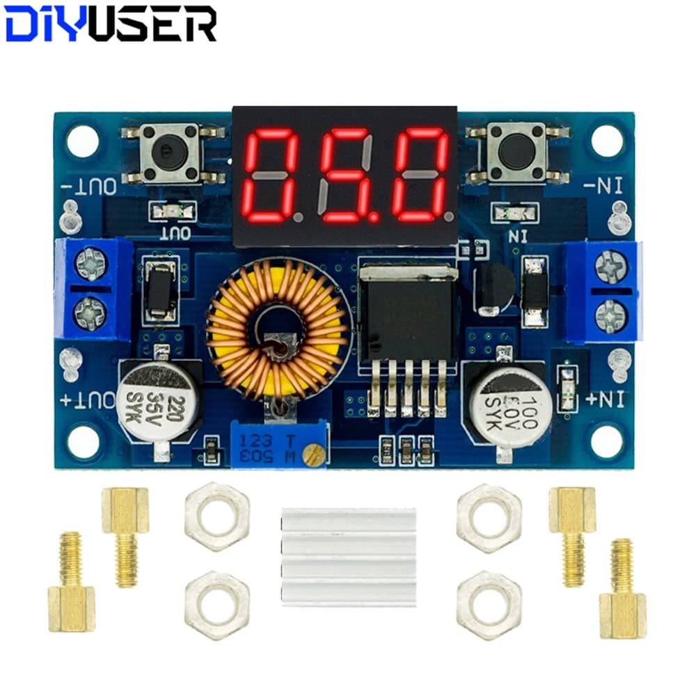 Converter buck DC-DC XL4015 Adjustable step-down module 5A 75W with digital voltmeter and calibration for LED driver, Arduino