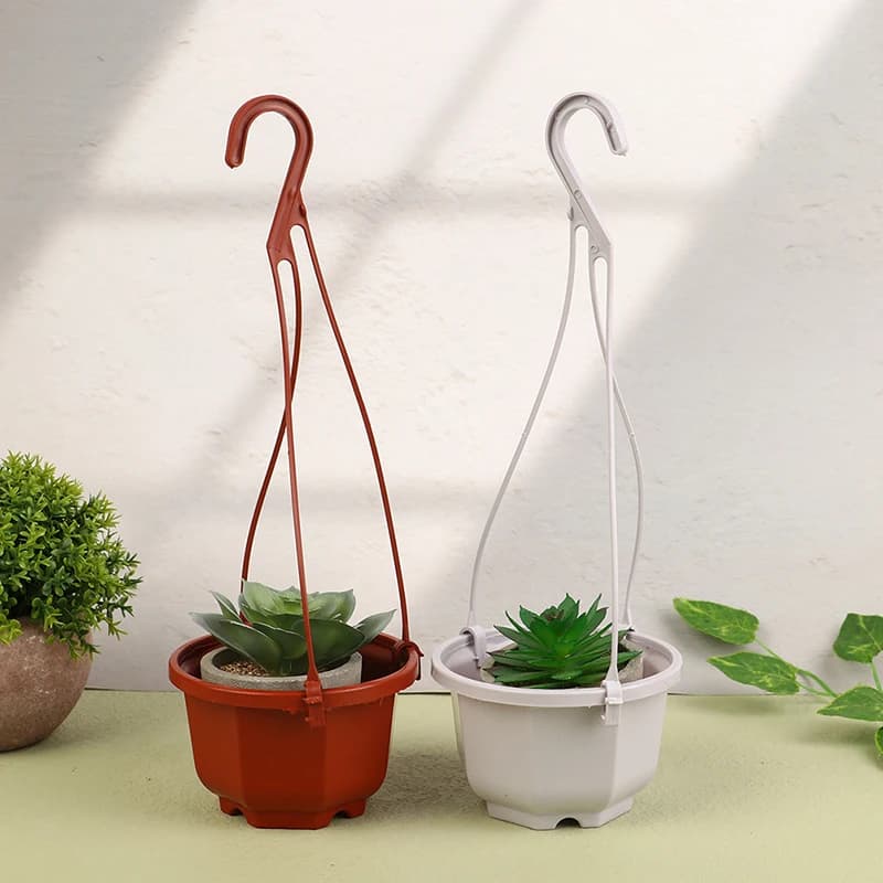 1Pc Hanging Mini Octagonal Flowerpot Plastic Flower Pot Orchid Hanging Pot For Balcony Garden Planting Supplies【Homeclub】