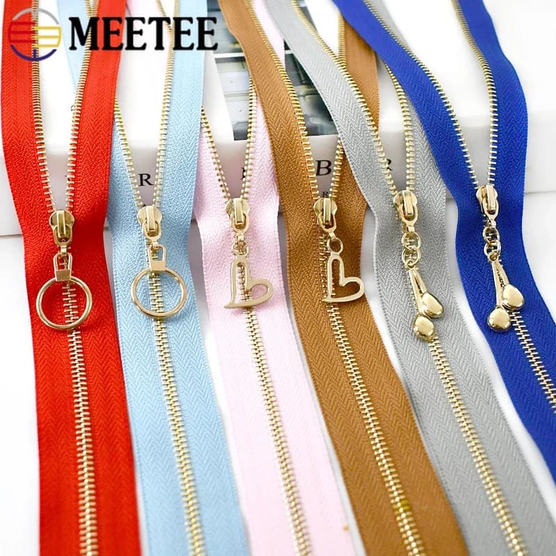 5/10 pezzi 15-30 cm 3 # Cerniera in metallo Denti dorati Cerniere con chiusura automatica Borse per giacche Tasche per indumenti Kit di riparazione Accessori per cucire fai-da-te