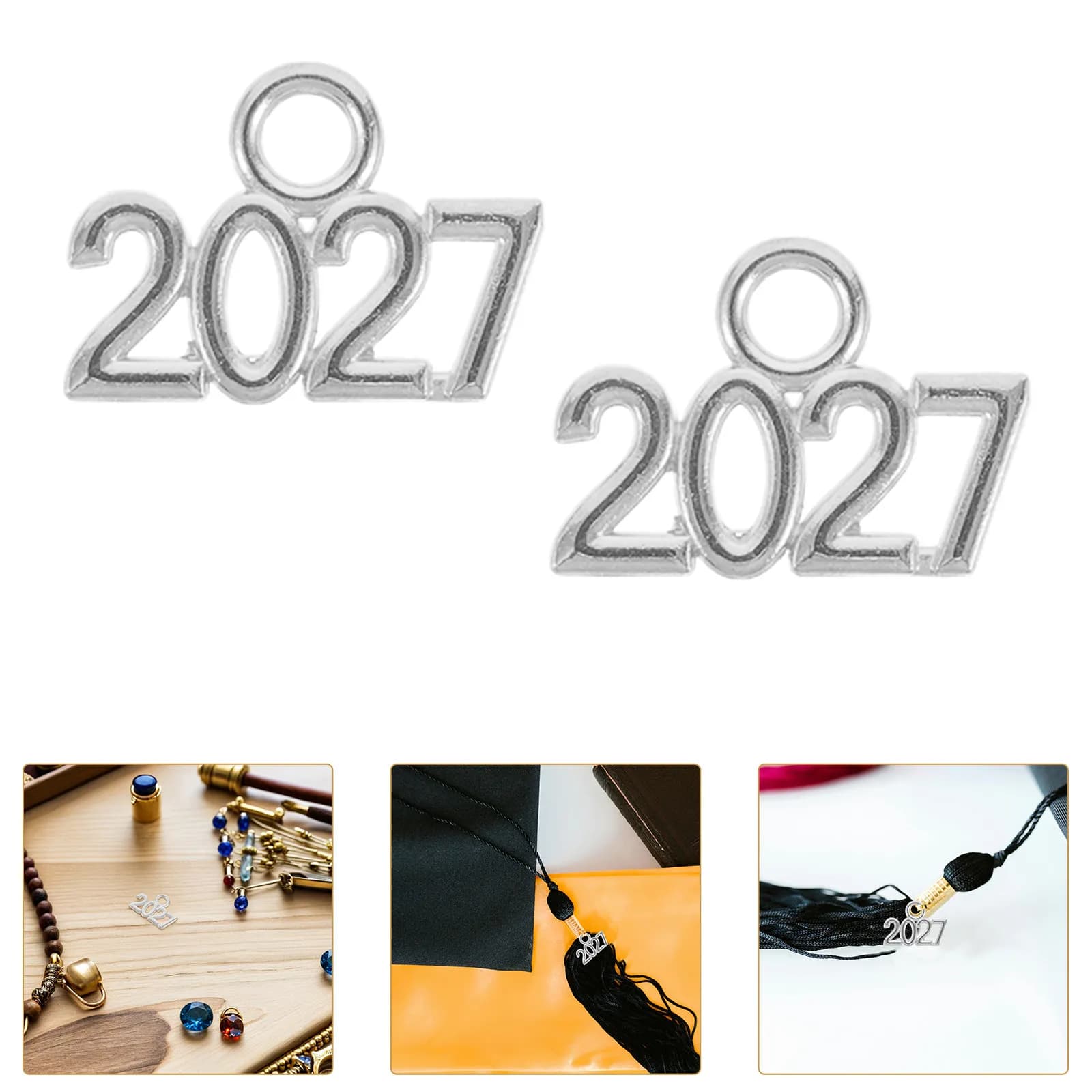 50Pcs Alloy Charms Number Pendants Graduation Year 2027 Jewelry Making Supplies Necklace Pendants for Craft DIY Holiday